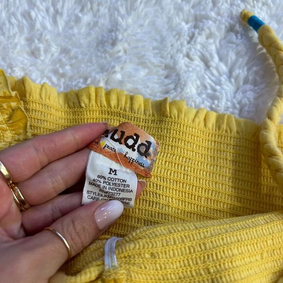 MUDD Vintage Y2K Yellow Halter Graphic Top Womens in Side Medium Cotton Blend - Picture 5 of 5